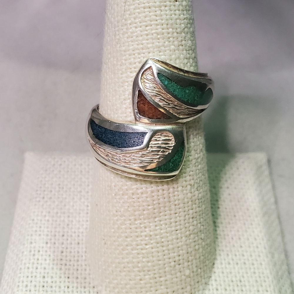 Carolyn Pollack Sterling Silver Inlayed Bypass Ring